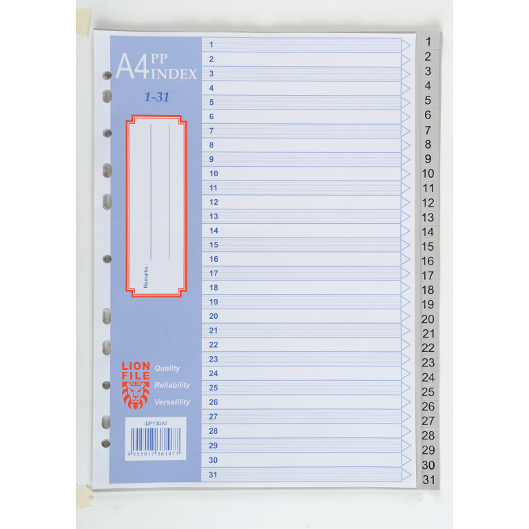 lion-a4-plastic-divider-with-numbers-1-31