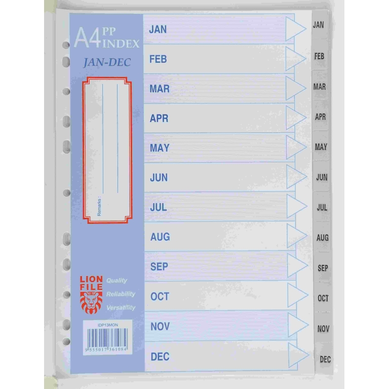 lion-a4-plast-divider-jan-dec
