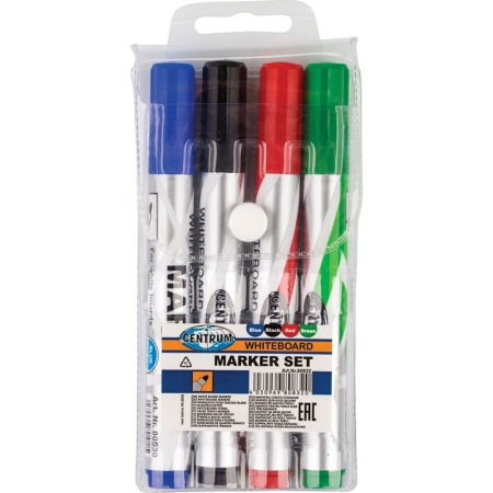 CENTRUM SET OF 4 WHITEBOARD MARKERS (1XBK/BL/R/G)