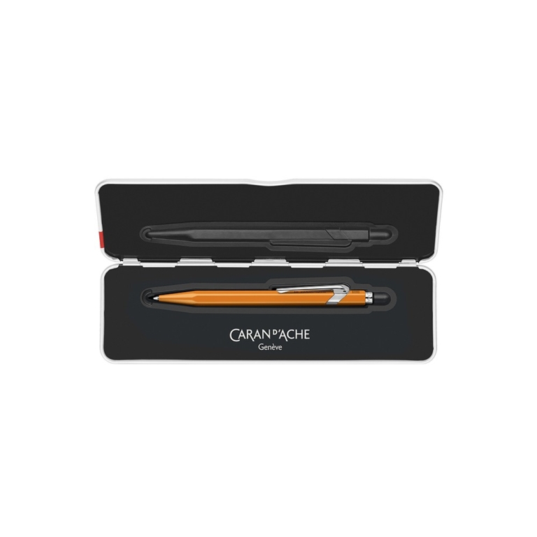 cda-849-classic-fluo-orange-ballpoint-metallic-pen-box-blue-ink-m
