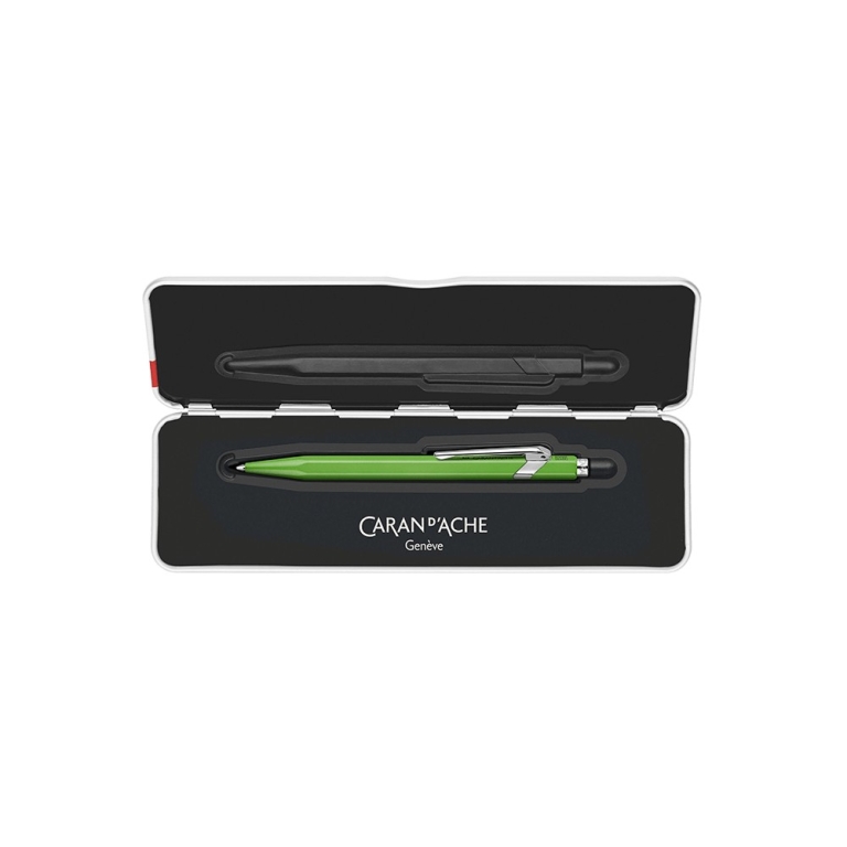 cda-849-classic-fluo-green-ballpoint-metallic-pen-box-blue-ink-m