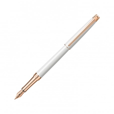 CDA LEMAN SLIM WHITE PINK GOLD-PLATED FOUNTAIN PEN (4791.001)