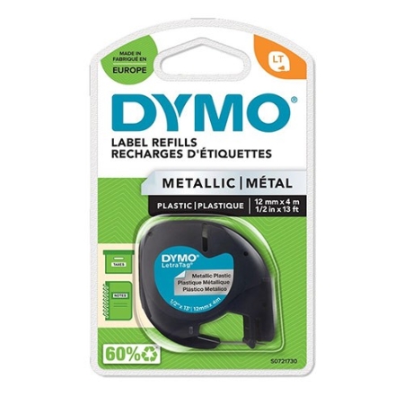 DYMO LETRATAG TAPES 12mmx4m SILVER