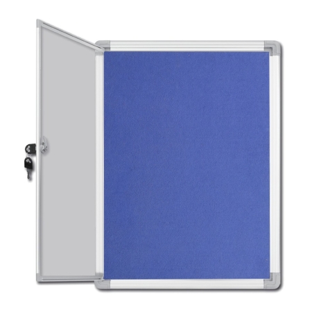 CORK BOARD DISPLAY CASE BLUE WITH LOCK 79X68CM