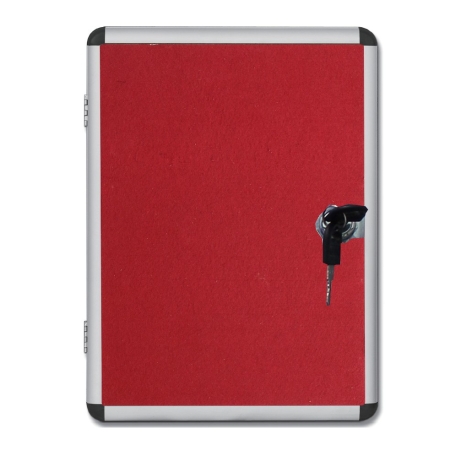 CORK BOARD DISPLAY CASE BURGUNDY WITH LOCK 54X68CM