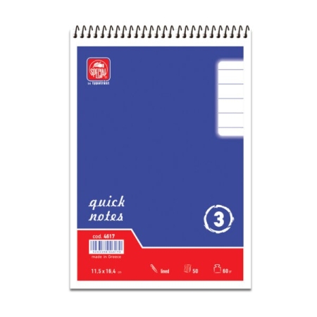 SPECIAL NOTEPAD SPIRAL NO.3 11.5X16.4CM 50SH 60GR