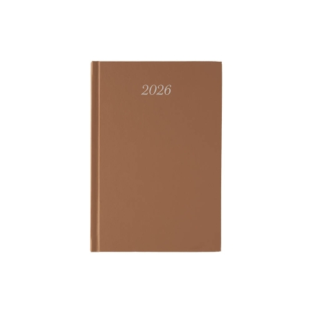 DIARY 2026 DAY BY DAY BROWN 14X21CM HARD COVER 521636