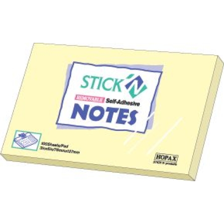 STICK'N 76X127MM 100 SH/PAD YELLOW